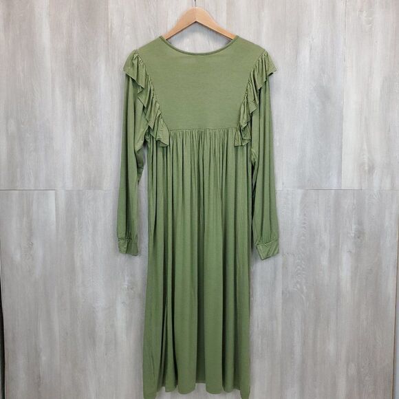 People of Leisure Hannah Green Ruffle Sleeve Midi Dress H-0201a - Picture 8 of 10